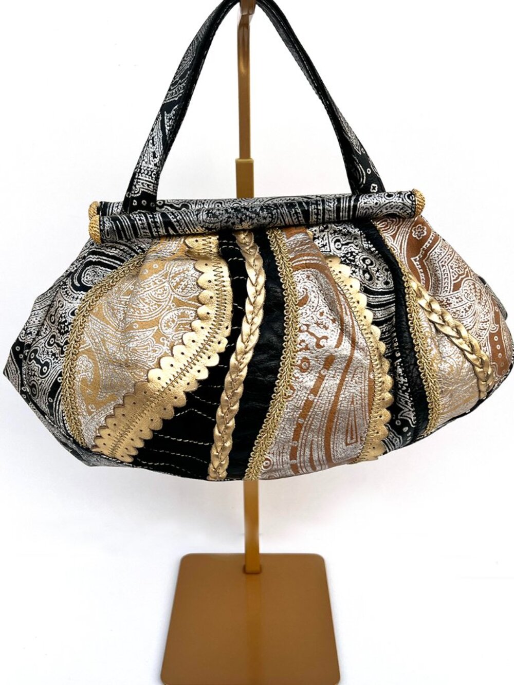 Y2K Braccialini Metallic Patchwork Boho Satchel Bag